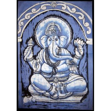 Ganesha with Gada Batik Small - Blue