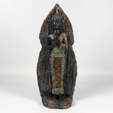 Standing Thai Buddha 30cm - Green/Bronze