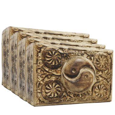 Medium Carved Wooden Flower Lock Boxes