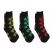Image 1 of Black Cotton Rich Leaf Design Rasta Socks (3 Pack)