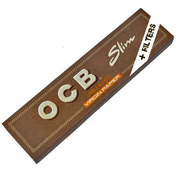  5 booklets OCB Virgin Slim Unbleached Rolling Paper King Size +  Filter Tips : Health & Household