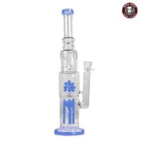 Basil Bush Heavy Duty Double Percolator Glass Ice Bong - Solid Light Blue