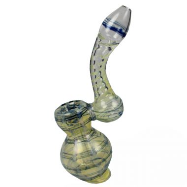 GHF04 - 3.75 Frit Glass Tobacco Pipe w/Bubble Stem